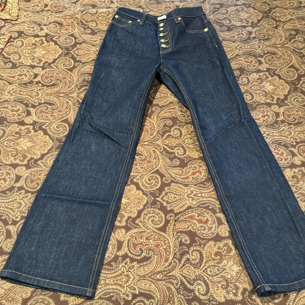 Tory Burch Resin Wash High Waist Button Fly Jeans Size 26